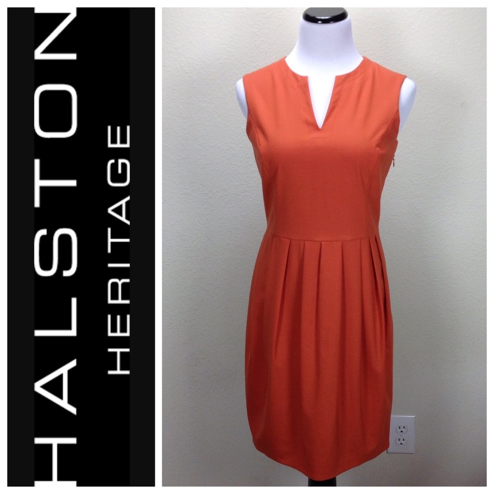 Halston Heritage Orange Sleeveless V-Neck …